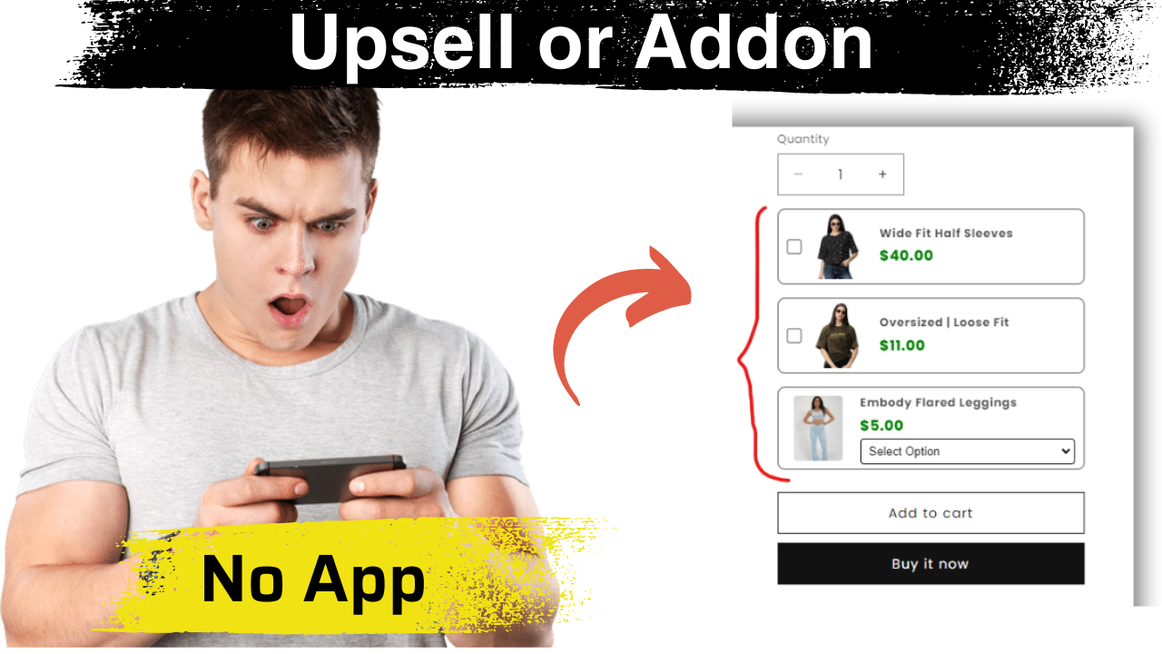 How to Add Upsells or Addons Products in Shopify Store? Without App