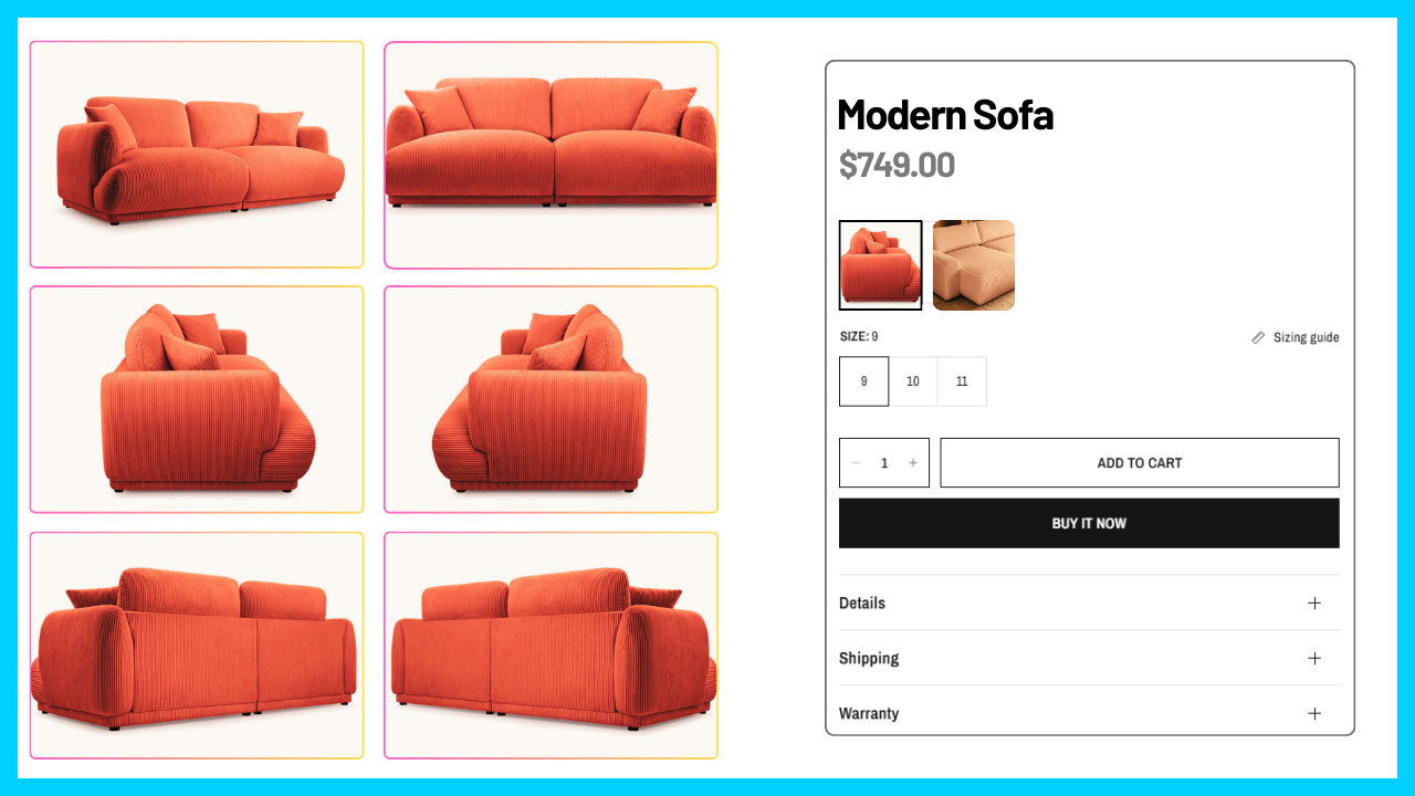 Display Selected Color Images - Horizon Theme Grid View