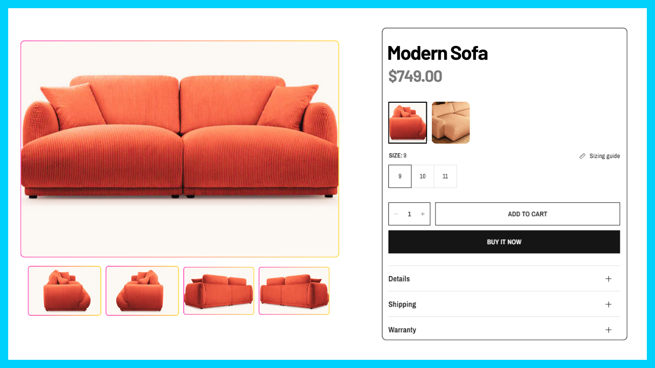 Display Selected Color Images - Horizon Theme Thumbnails