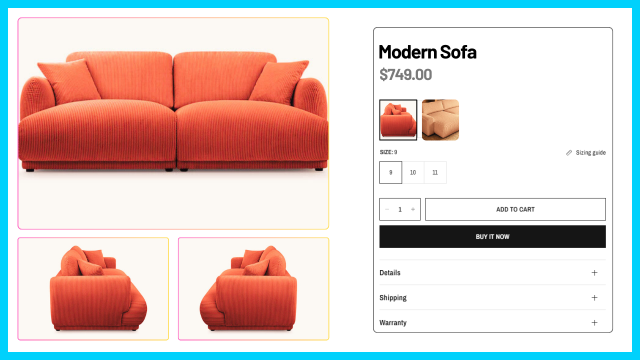 Display Selected Color Images - Horizon Theme Full Width
