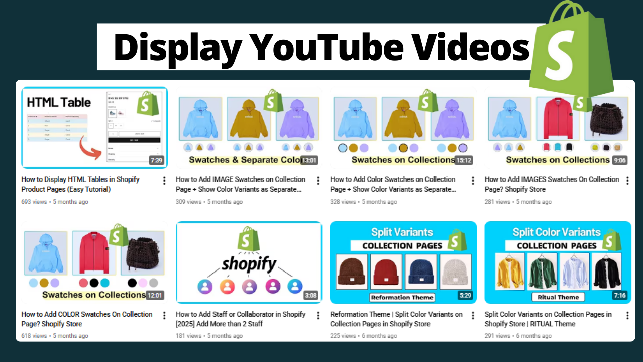 How to Display All YouTube Videos on a Shopify Store Page (FREE Without Any App)